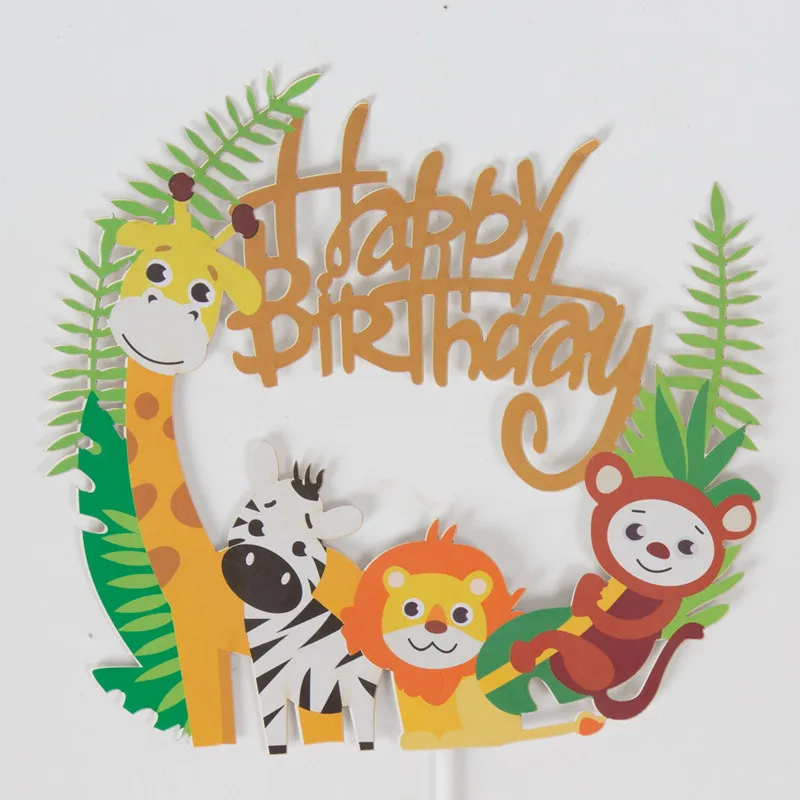 

Wild Jungle Animal Theme Cupcake Toppers Party Decor Woodland Forest Animals Cake Flags Kids Favors Birthday Cake Decor Supplies