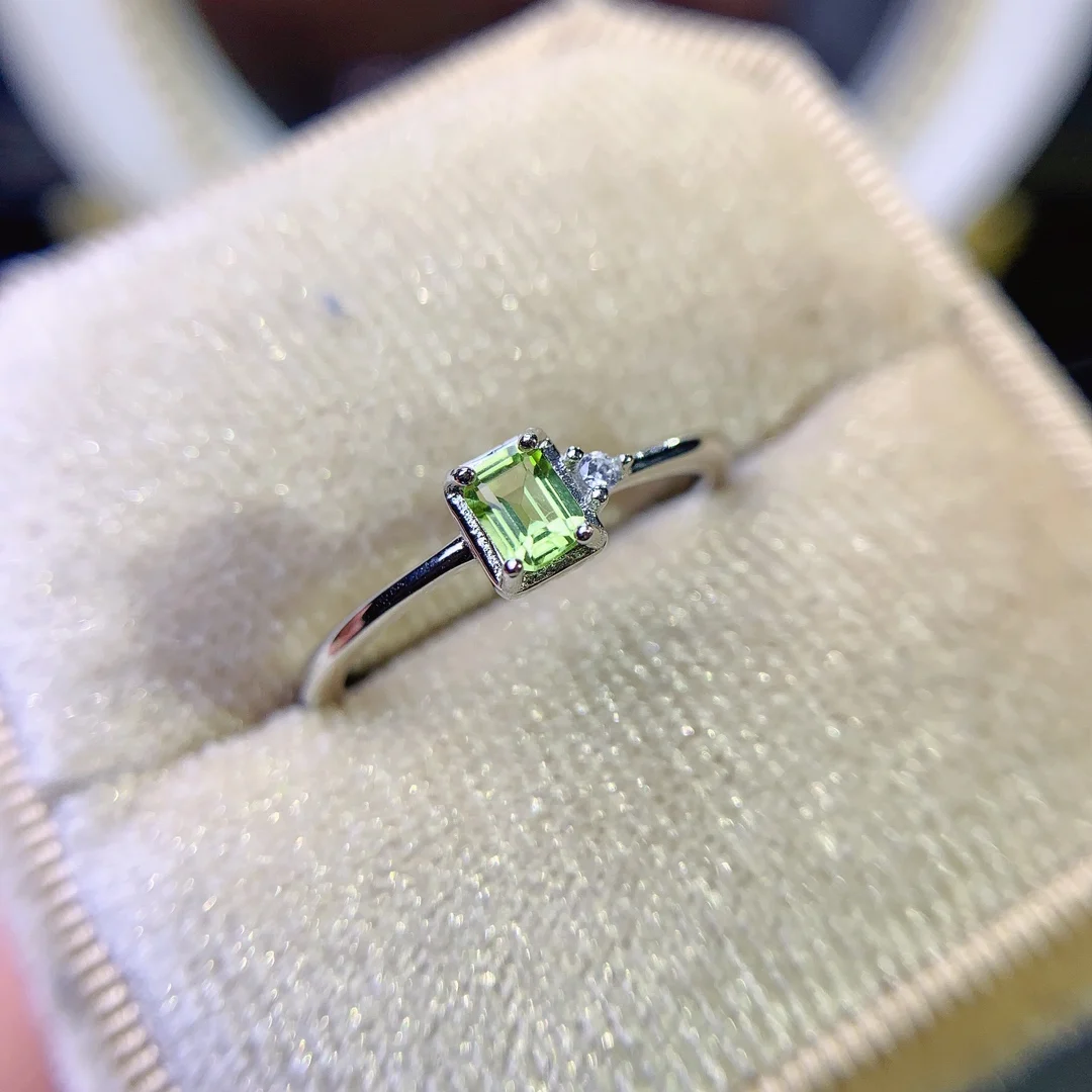 

Кольцо из натурального перидота, серебро 925 пробы, зеленый драгоценный камень 3x4 мм, красивый подарок для девушки, бесплатная доставка