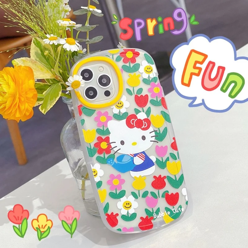 

Cartoon Flowers Kitty Transparent Phone Case Cover for IPhone 11 12 13 Pro X XR XS Max Shockproof Cases for IPhone 13 Case