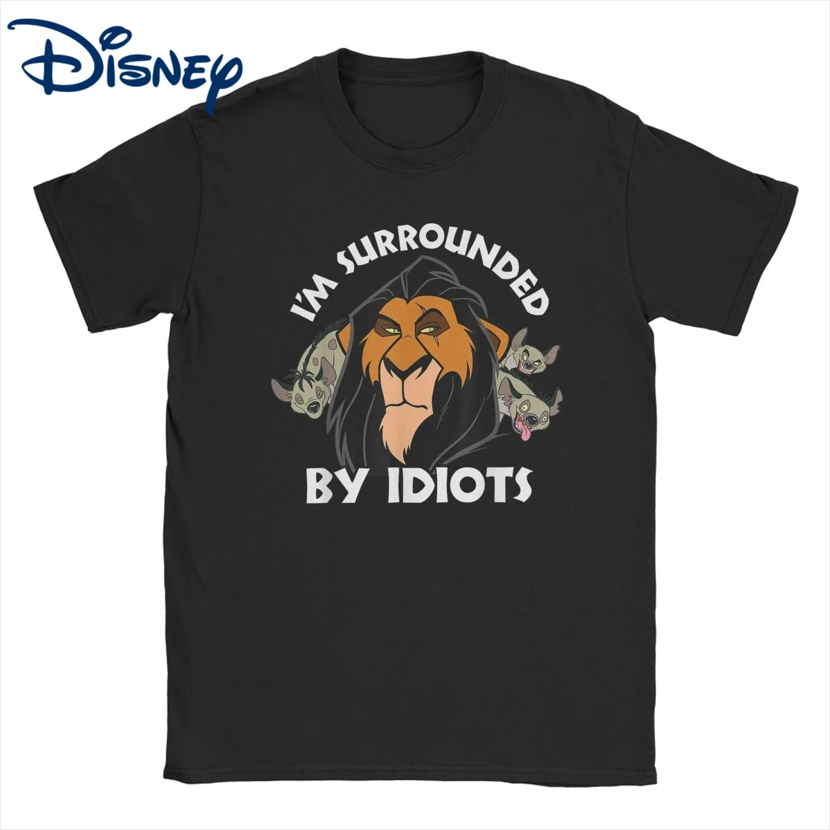 

Men Women's Disney The Lion King Scar T Shirts Surrounded By Idiots Pure Cotton Clothing Crazy Tees Plus Size T-Shirts