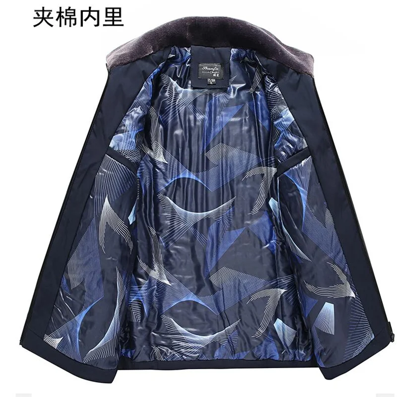 winter warm jacket men coat Cotton clothes Short down jacket with thick velvet Middle-aged and elderly fur collar b290