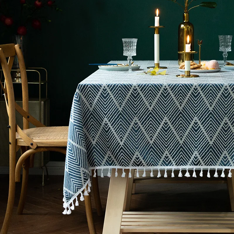 

Скатерть с кисточками в скандинавском стиле, праздничная однотонная скатерть в американском стиле, декор для обеденного стола