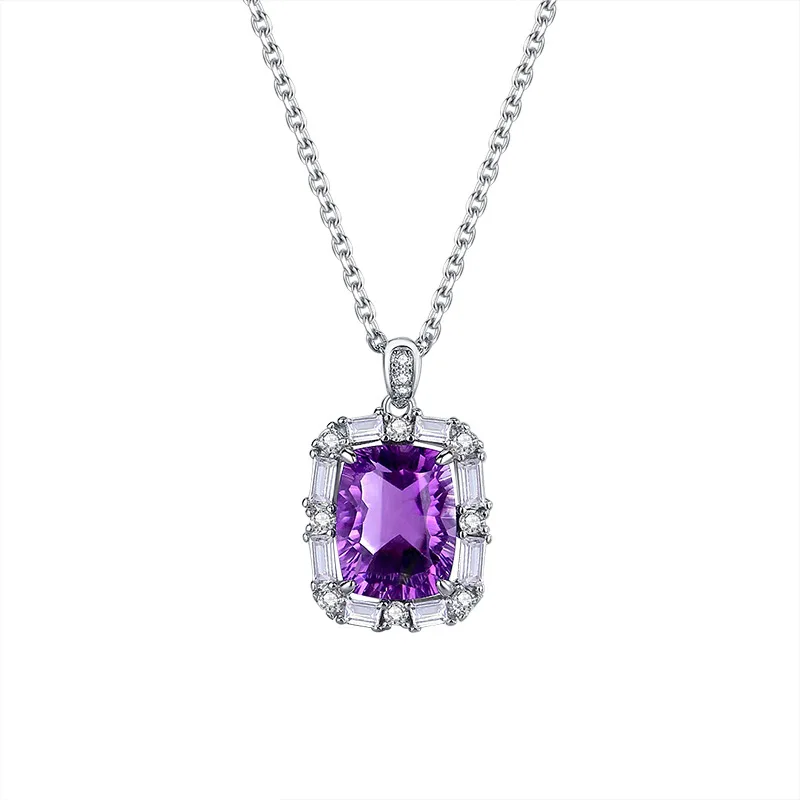 

2023 New Damilla Amethyst Necklace Women's 925 Sterling Silver Elegant Elegant Clavicle Chain