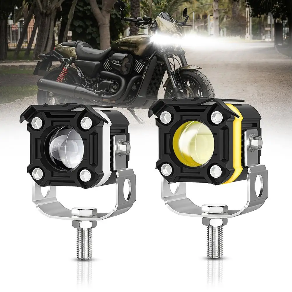 

1Pair S12 Motorcycle LED Headlight ZES-3575 LED Chips 60W 6000LM 6000K/3000K IP68 Waterproof DRL Spotlights