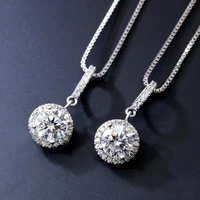 trendy s925 silver 1 2ct round moissanite necklace for women plated white gold d color vvs1 moissanite clavicle necklace gift