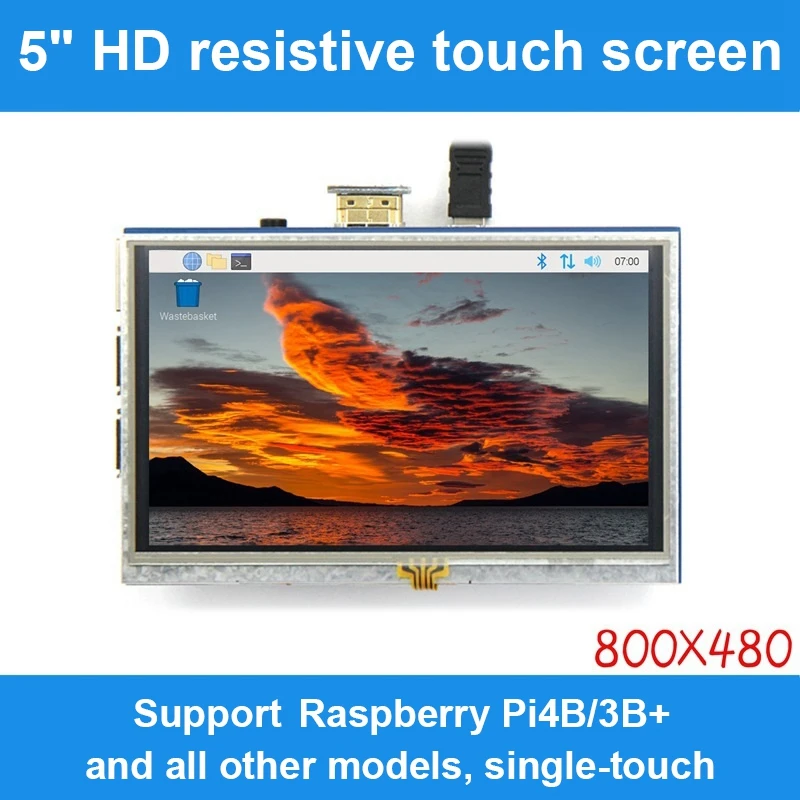 

1 PCS 5 Inch HDMI-Compatible Resistive Touch Screen LCD Screen Module 800X480 HD Display Screen For Raspberry Pi 3B+/4B