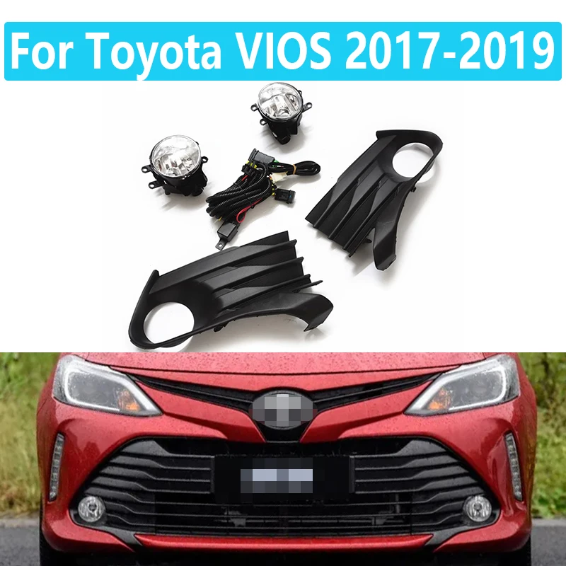 

For Toyota VIOS 2017-2019 Front Bumper Fog Lights Left/Right Grille Cover Bezel Grille Cover Switch
