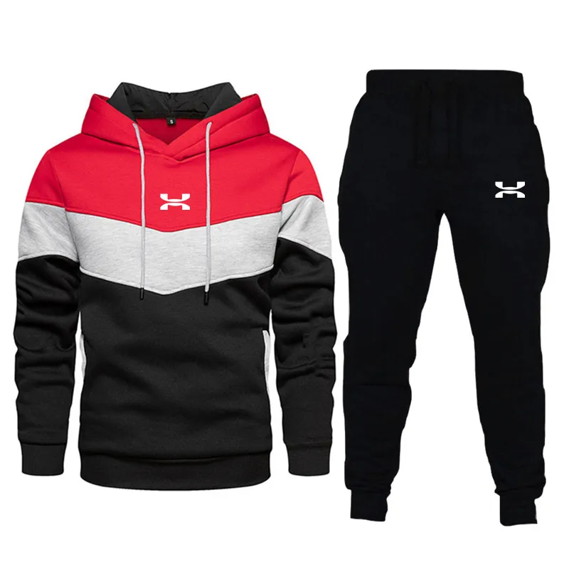 Men's Tracksuit Running Casual Hoodies Sweatpants Two Piece Sets Winter Sports Suit Outdoor Sweatshirt Set Fashion Male Clothing