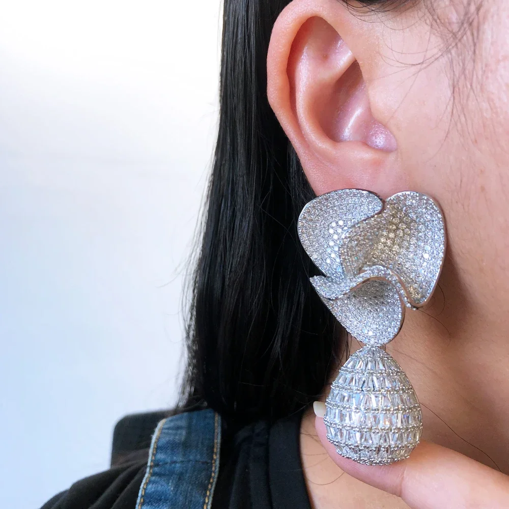 Kellybola Роскошные великолепные большие серьги-капли для женщин блестящие серьги с