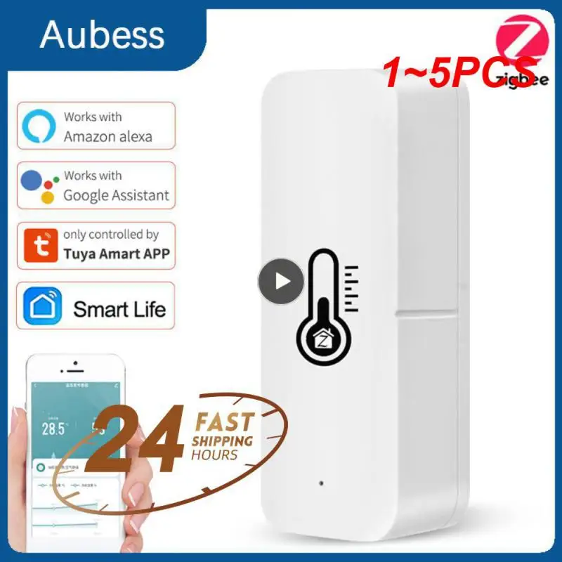 

1~5PCS Battery Powered Temperature Humidity Sensor Smart Life Tuya App Zigbee Temperature Sensor Mini App Control
