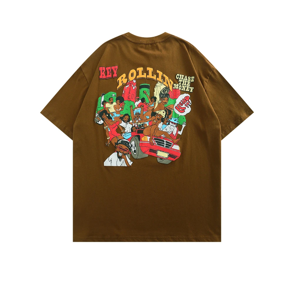 

Men T Shirt Hip Hop Oversized Streetwear Cartoon Picture Letter Print Harajuku Cotton Tops Vintage Casual Short Sleeve T Shirts