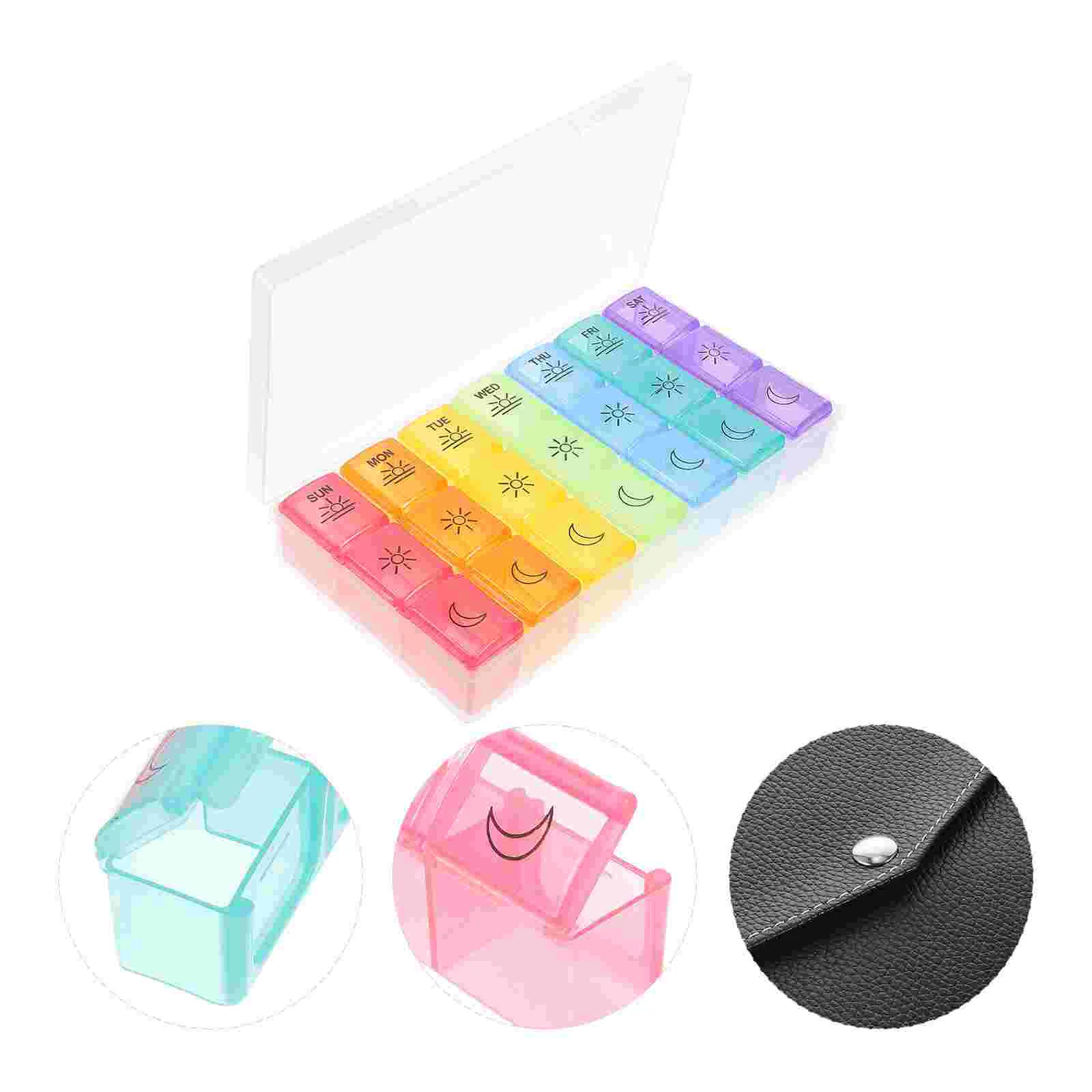 

Box Organizer Day Case Medicine Weekly Storage One Week Portable Cases Daily Travel Holder Organizers Capacity Container Times