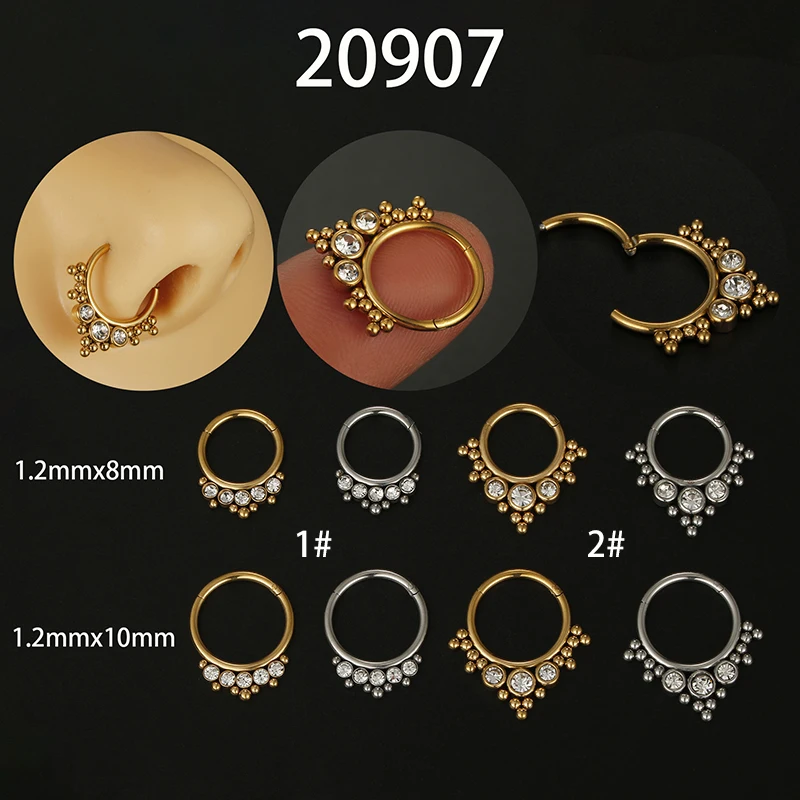 

1PC 16G Surgical Stainless Steel ASTM F136 Septum Nose Piercing Helix Hinged Segment Ring Piercing Clicker Rings