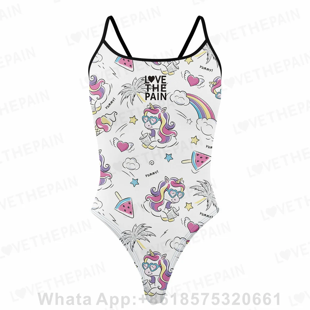 Love The Pain Female One Piece Sexy Back Swimsuit Multi -function Training Swimwear Bathing Suit Beach Wear Bodysuit 2023 New