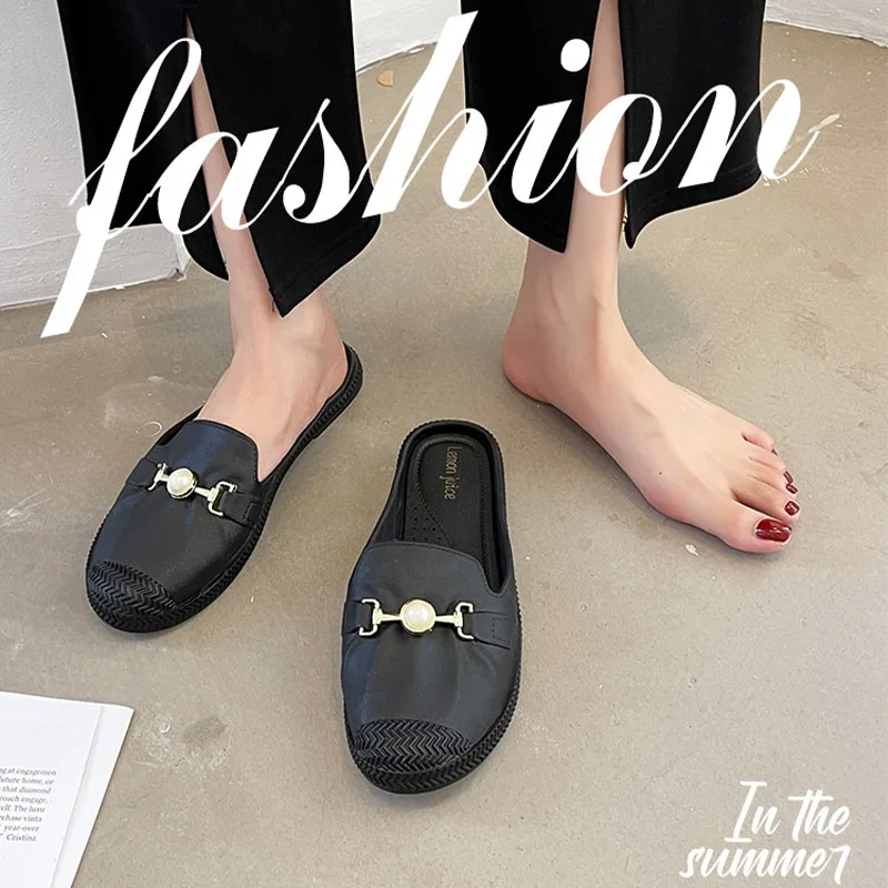 Мюли женские с круглым носком повседневные легсветильник шлепанцы мягкая