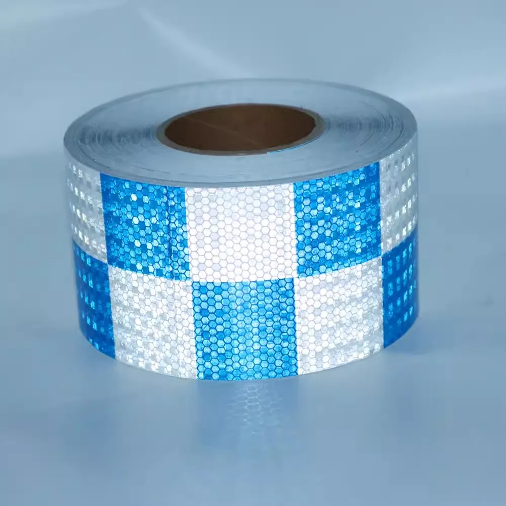 

Отражающая наклейка из ПВХ с квадратной сеткой, отражающая лента с узором в клетку, красная, желтая, флуоресцентная белая Отражающая пленка для грузовиков, автомобилей, дорог