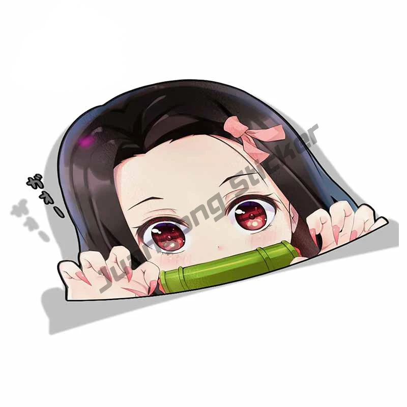 

Cartoon Car Sticker for Nezuko Kamado Demon Slayer Peeker Big Head Anime Vinyl Rear Windshield Trunk Stickers Creative Decal