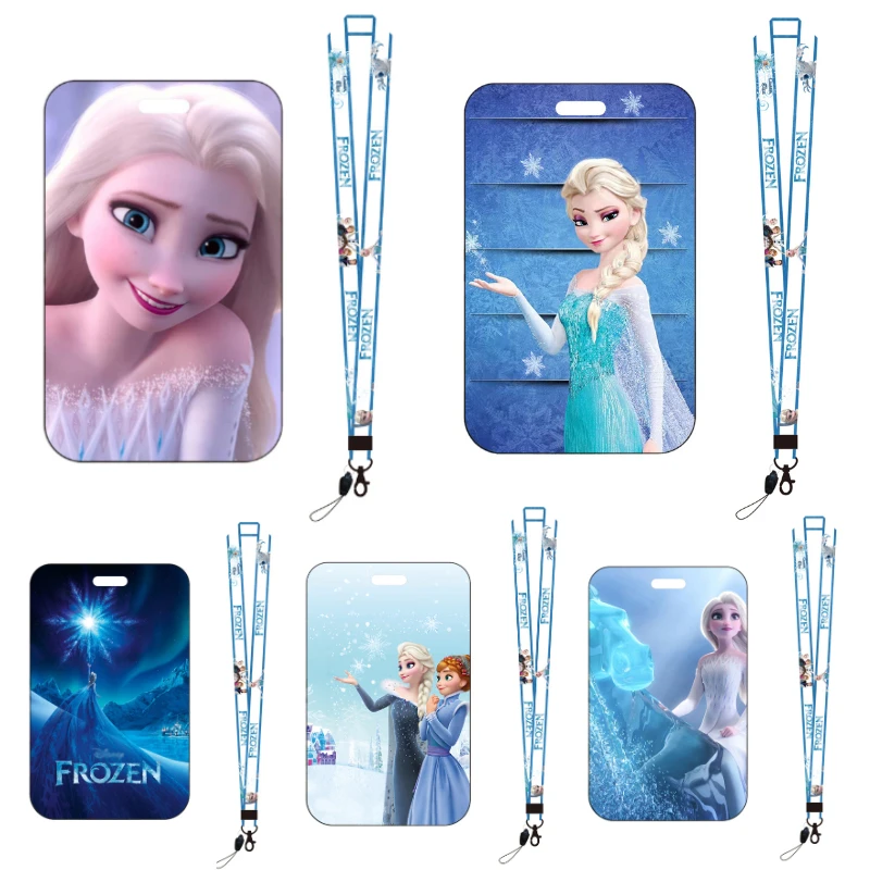 

Disney Credential Holder Cute Frozen Hanging Neck Long Rope Card Holders Elsa Keychain Mickey Mouse Badge Holder Id Card Holder