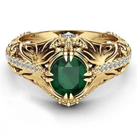 exquisite emerald inlaid ring gold plated oval zircon rings for women mothers day gift wedding band turkish party jewelry