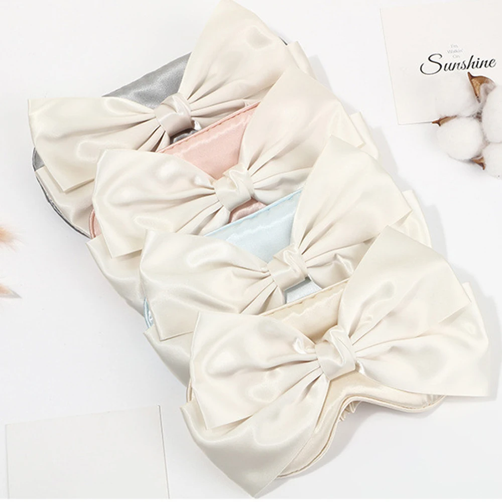 

Large Bow Tie Sleeping Eye Mask Eyepatch Women Eye Cover Sleep Masks Beautiful Silk Blindfold Dream Night Eyes Bandage Eyeshade