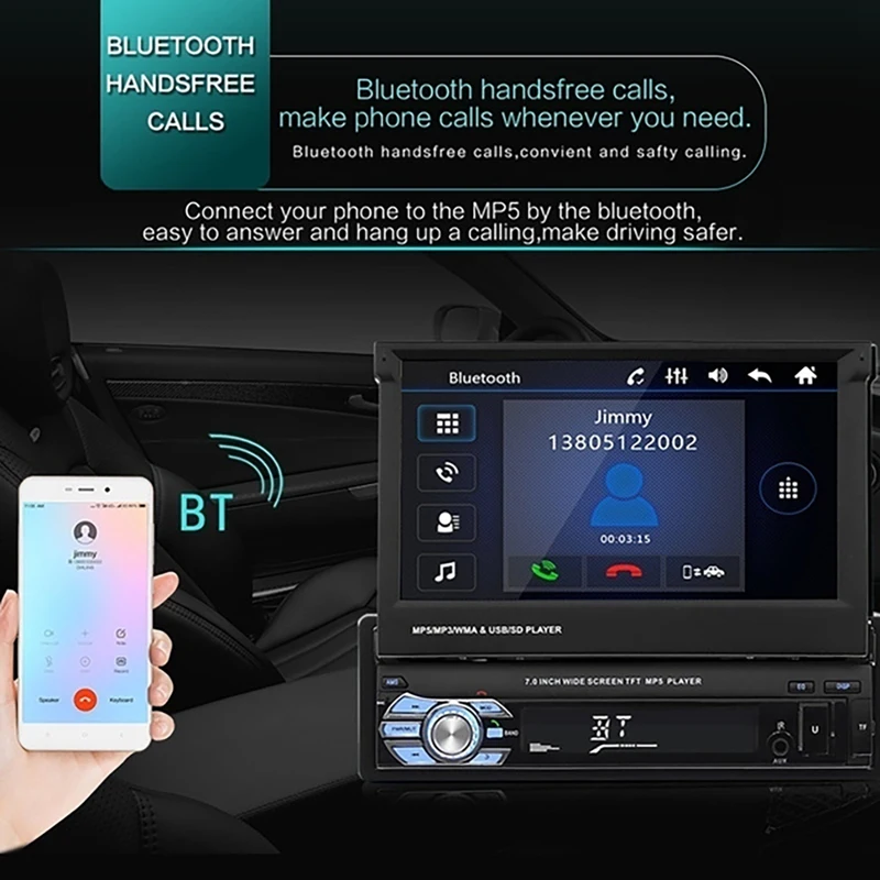 Выдвижной Экран для автомагнитолы 7-дюймовый автомобильный MP5-плеер 1 Din с