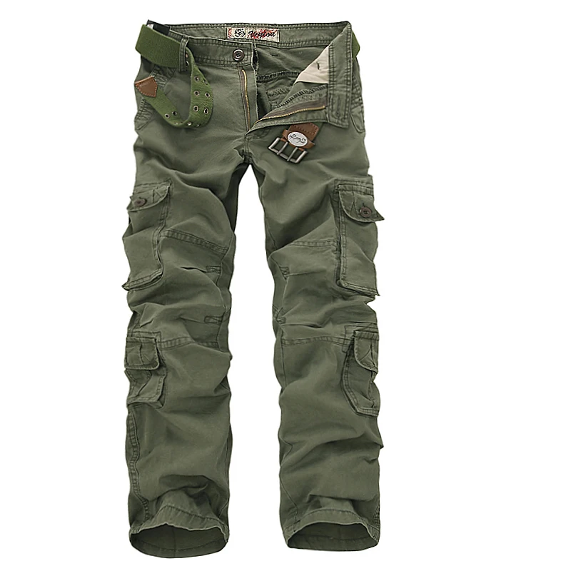 

Мужские брюки-карго в стиле милитари, с множеством карманов, мешковатые мужские хлопковые брюки, повседневный комбинезон, армейские тактические брюки, без пояса, 2023