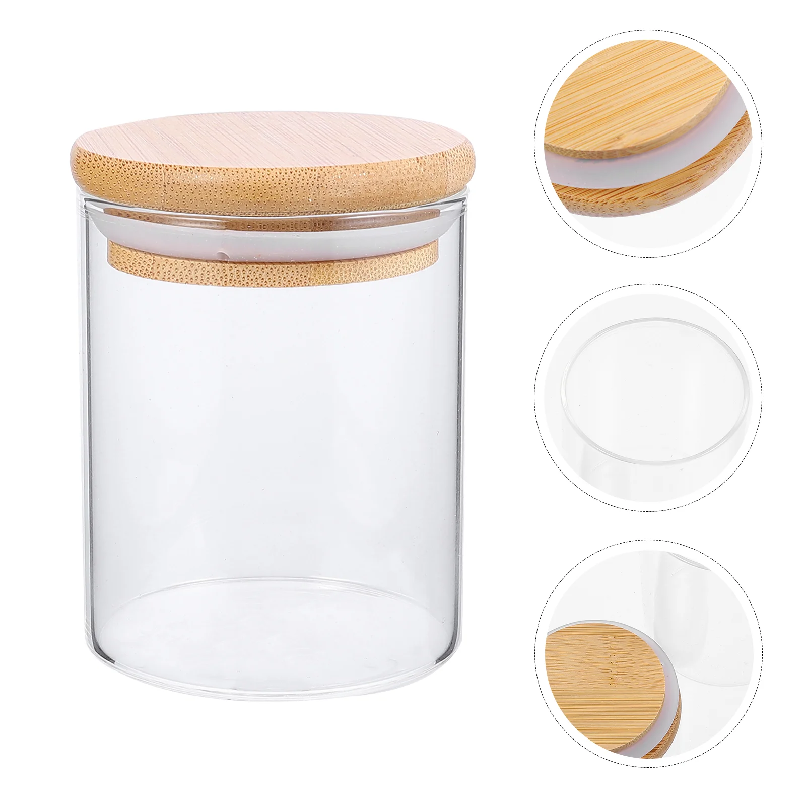 

Airtight Glass Jars With Wood Sealed Lid Silicone Ring Glass Storage Canisters For Nuts Grains Snacks Oatmeal Flour Kitchen 2pcs