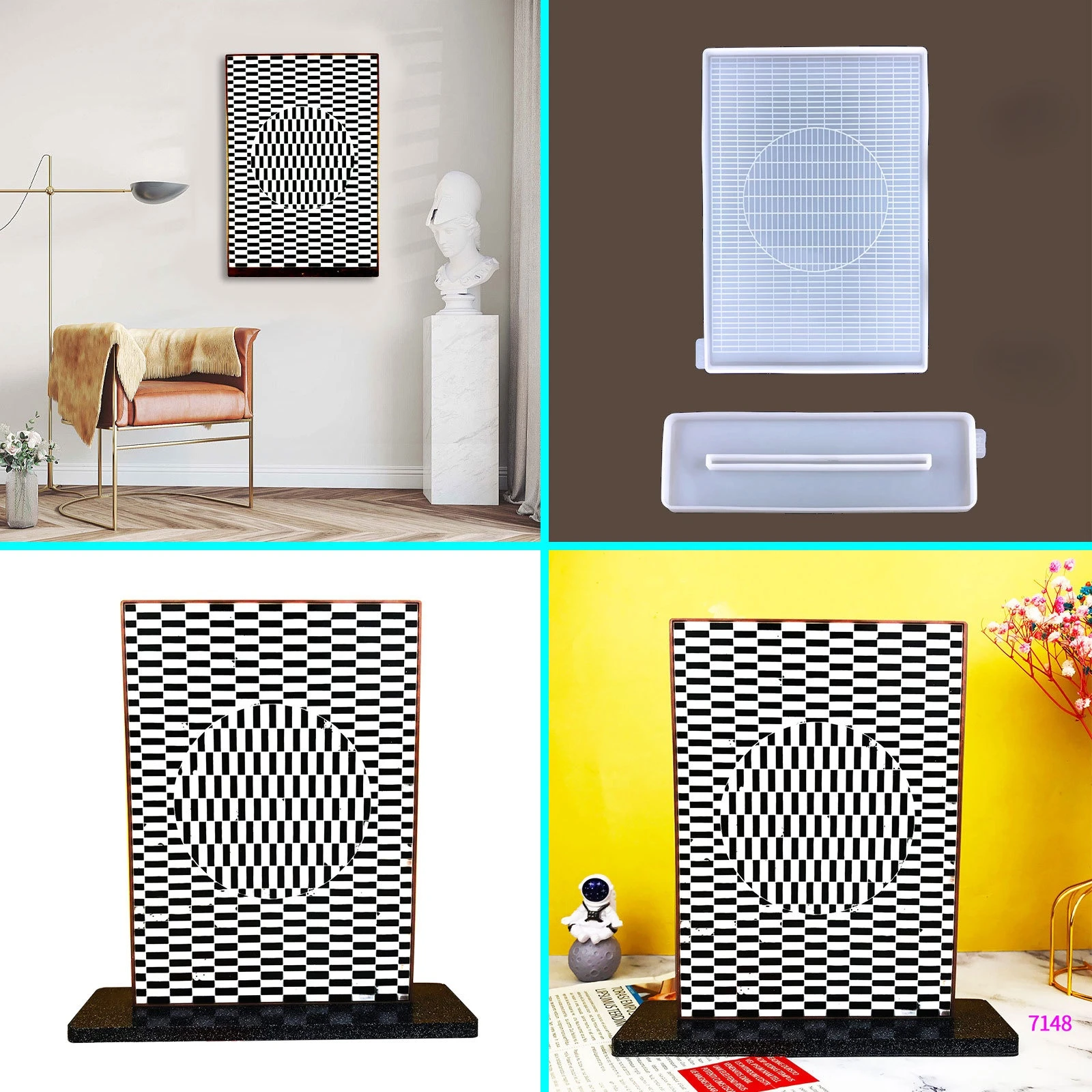Визуальная ловушка для печати на стене, формы для самостоятельного создания искусства из эпоксидной смолы с оптической иллюзией, силиконовая декорация для дома, офиса и гостиной.