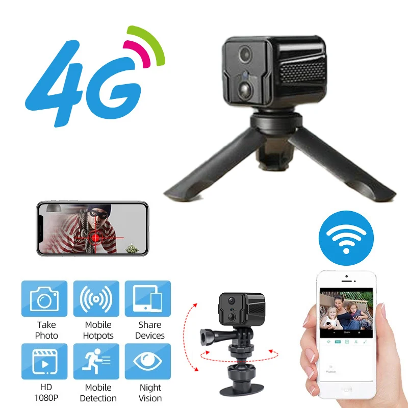 

4G WiFi Wireless Monitoring Mini Camera Cloud Storage Bidirectional Voice Remote Network Monitoring 1080p IP Camera Night Vision