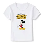 Футболка детская с принтом Микки Мауса, милая мультяшная Одежда для мальчиков и девочек, летние костюмы для подростков