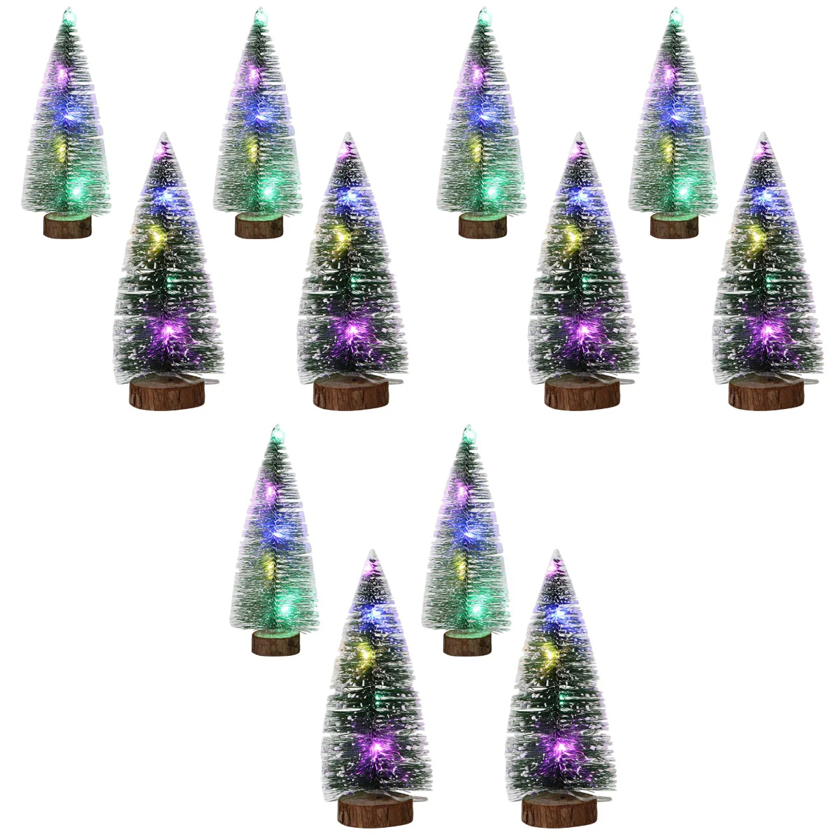 

12 PCS Lighted Holiday Tree Light Xmas Tree Desktop Christmas Tree Wooden Christmas Tree Sign Christmas Tree for Desk
