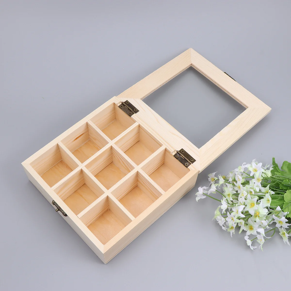 

Tea Box Organizer Storage Coffee Boxes Clear Teabag Drawer Holder Large Gold Compartments Personalized Black Wooden Lid Bamboo