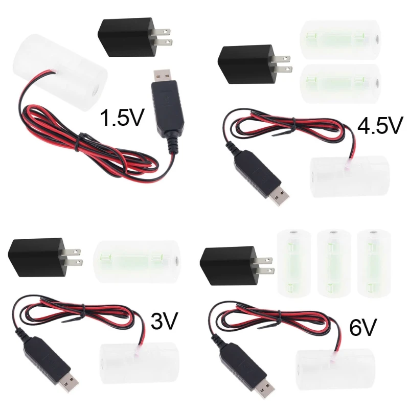 

Штепсельная Вилка стандарта США, блок питания USB, замена 1-4 шт. 1,5 3 4,5 6V LR20 D