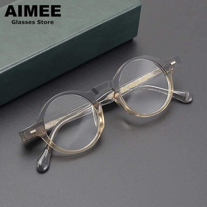 Винтажные круглые ацетатные очки в японской оправе ручной работы для мужчин и