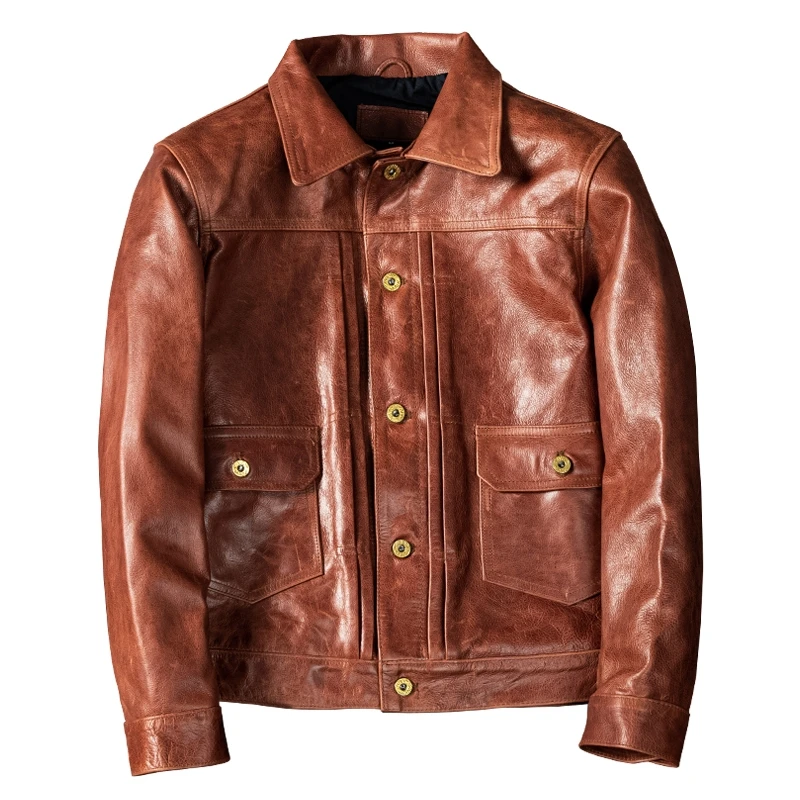 

Мужская демисезонная куртка из натуральной воловьей кожи, размеры до 5XL