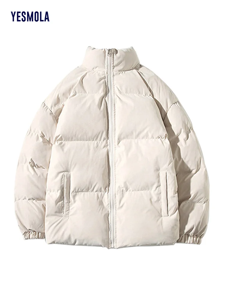 YESMOLA Men's Warm Parkas Streetwear Cotton Coats Slim Male Jackets Solid Windproof Padded Coat Mens Clothing Dropshipping