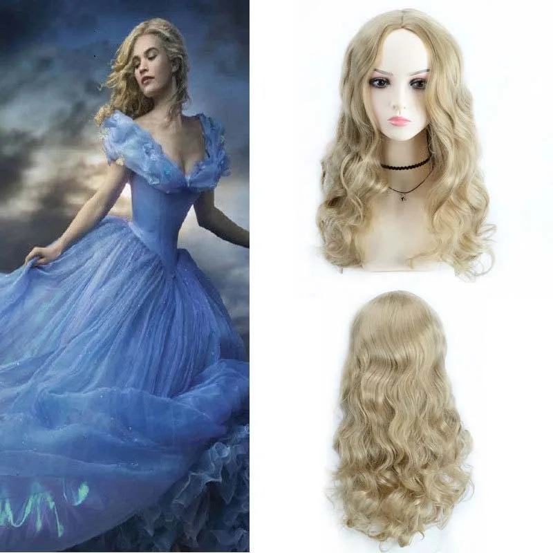 

65cm Long Blonde Wavy Wig Synthetic Fake Hair For Women Cosplay Anime Princess Wig Heat Resistant