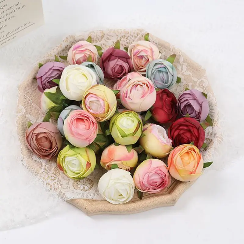 

Искусственные цветы 5 см 10 шт., шелковые головки розы для домашнего декора, свадебное украшение «сделай сам», комнатный садовый венок, аксессуары