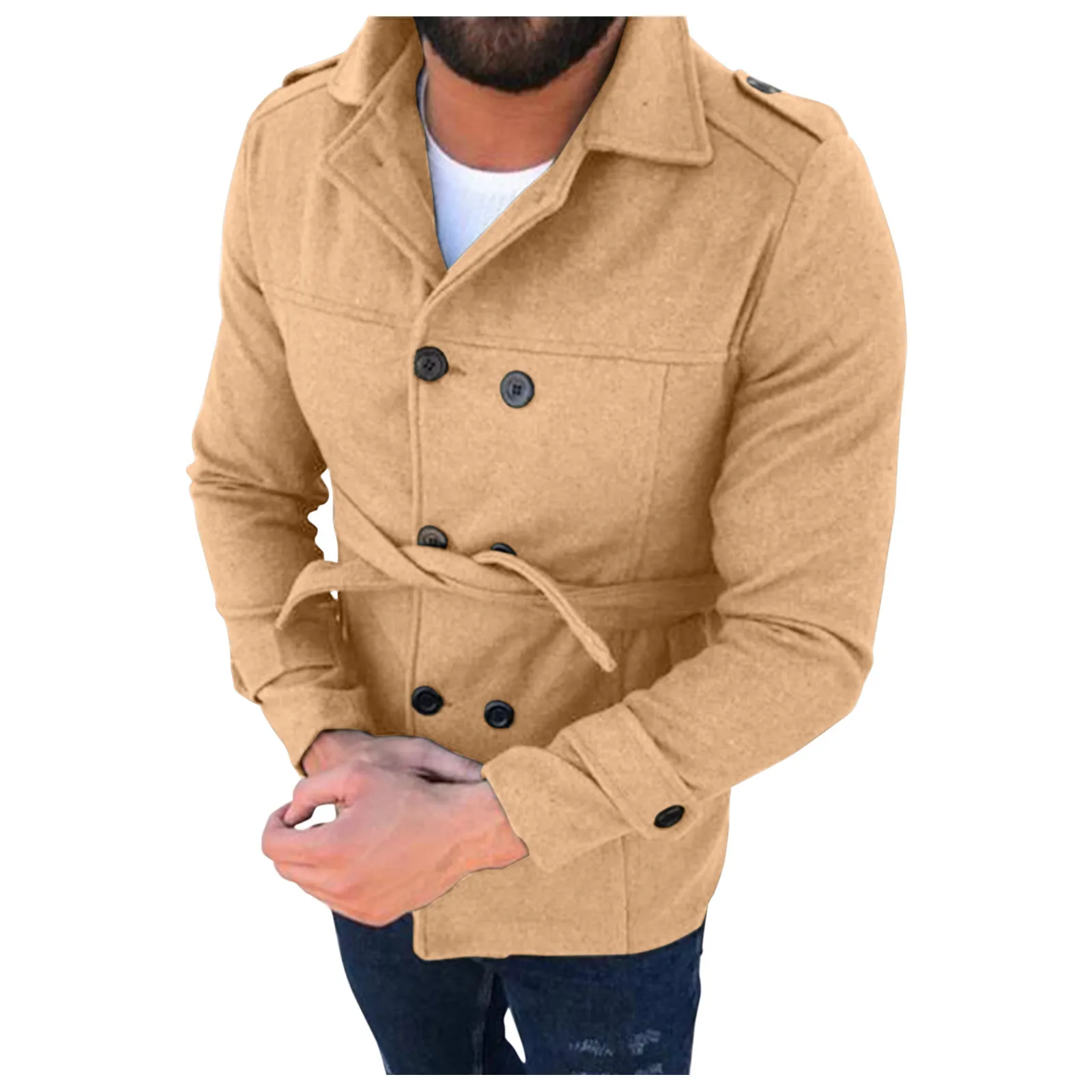 

Winter Men Trench Coat Fashion Jackets Version Of Artificial Woolen Men's Jacket Double Collar Warm mens hoodies streetwear