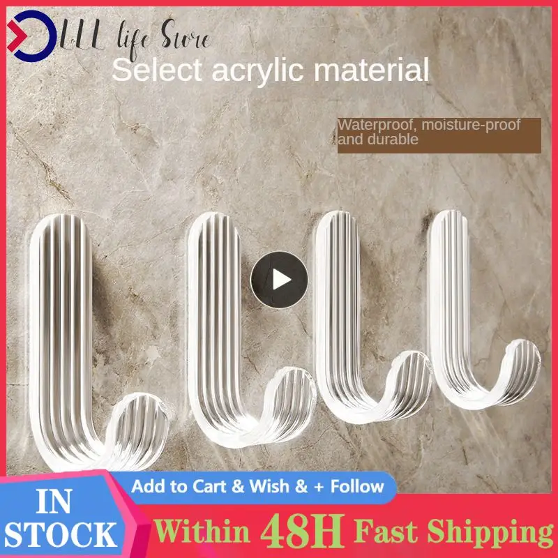 

Durable Acrylic Hook Acrylic Key Holder Bathroom Kitchen Bright Paste Hook Home Storage Multi-purpose Hook Transparent