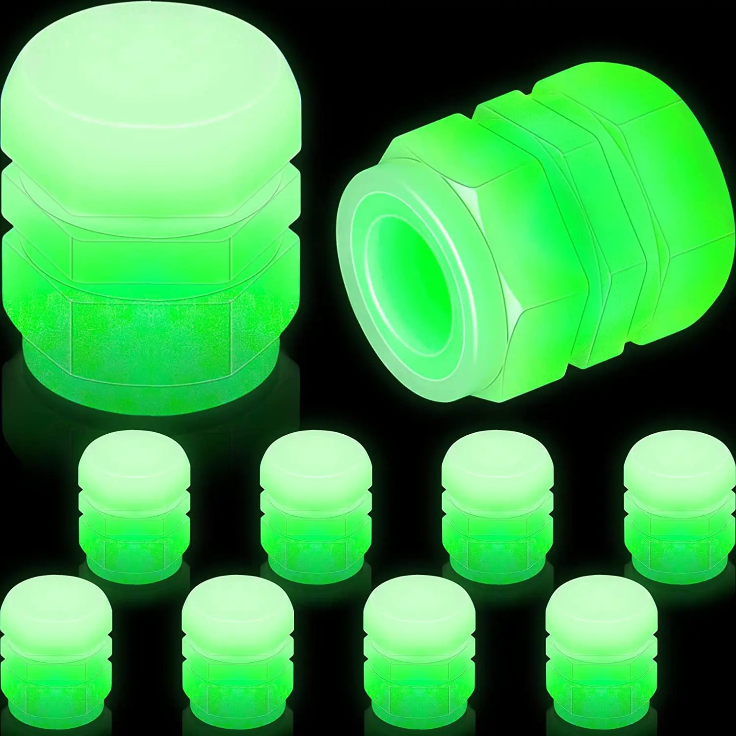 

4PCS Fluorescent Car Tire Valve Caps Universal Tire Valve Stem Caps for Cars SUVs Trucks Motorcycles Bicycles Auto Accessories