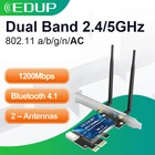 Wi-Fi адаптер EDUP 1200M PCI Express, двухдиапазонный, 2,4G5 ГГц, с зубцами, 4.1 беспроводная сетевая карта PCI-E для настольного ПК, Win 781011
