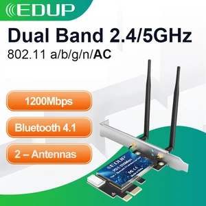 Wi-Fi адаптер EDUP 1200M PCI Express, двухдиапазонный, 2,4G5 ГГц, с зубцами, 4.1 беспроводная сетевая карта PCI-E для настольного ПК, Win 781011