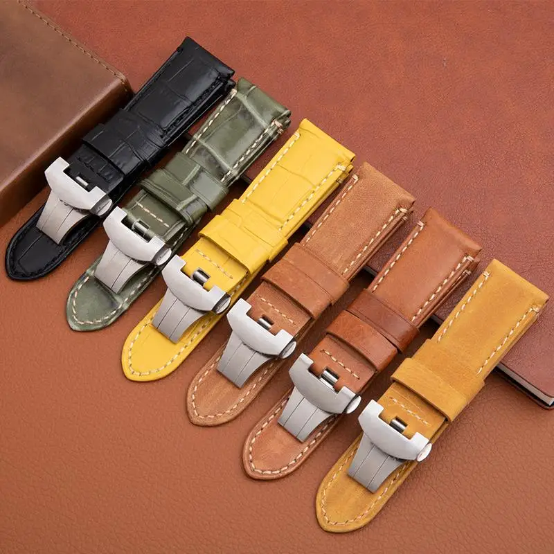 Итальянский мягкий ремешок MAISITU 24 мм в стиле ретро из натуральной бамбуковой кожи