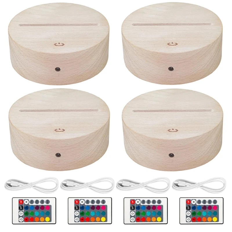 

4Pcs 3D Night LED Light Lamp Base Kit Adjustable 16 Colors 4 Modes For Child Room Bar Hexagon Style With Remote Controls