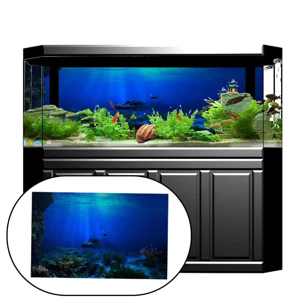 

Aquarium Background Poster Underwater Ornaments Landscape Picture 3D Decor