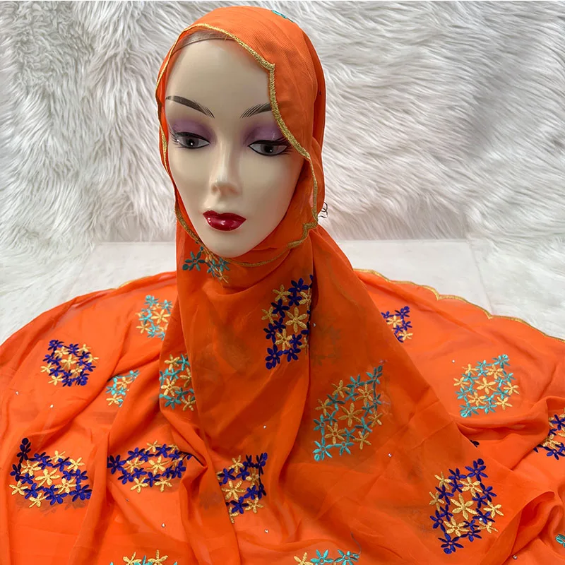 

orange Muslim headscarf African Dresses For Women Traditional Wax