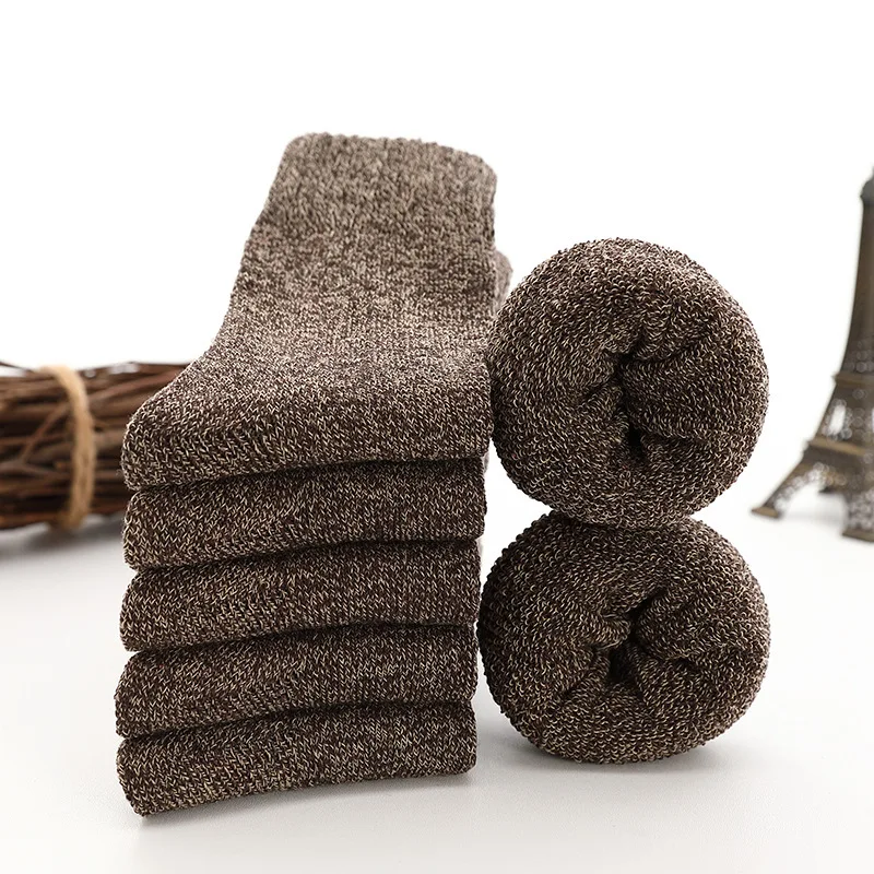 5 Pairs Thicken Wool Socks Men High Quality Heated Towel Terry Keep Warm Winter Socks For Man Thermal Socks Cotton Size 38-45