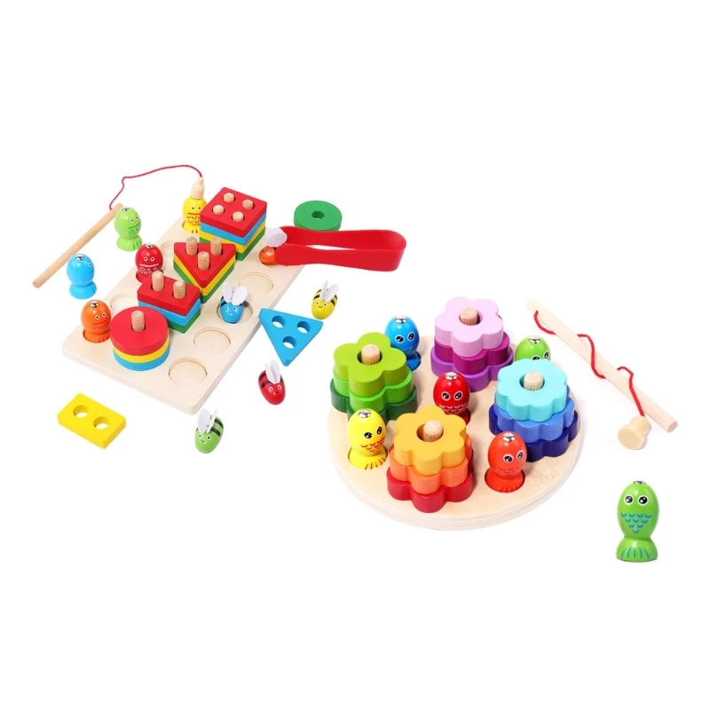 

Kids Montessori Toy Educational Shape Matching Toy Clip Bees Fishing Toy Hand-eye Coordination Training Toy