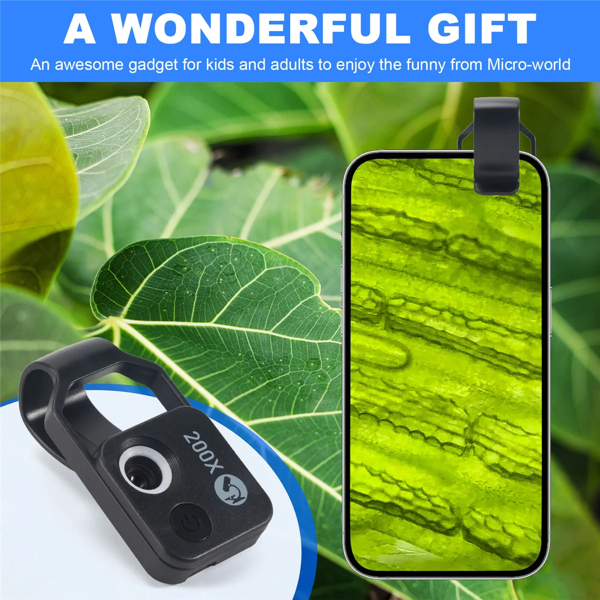 Аксессуар для микроскопа сотового телефона 200X с оконным микроскопом портативный